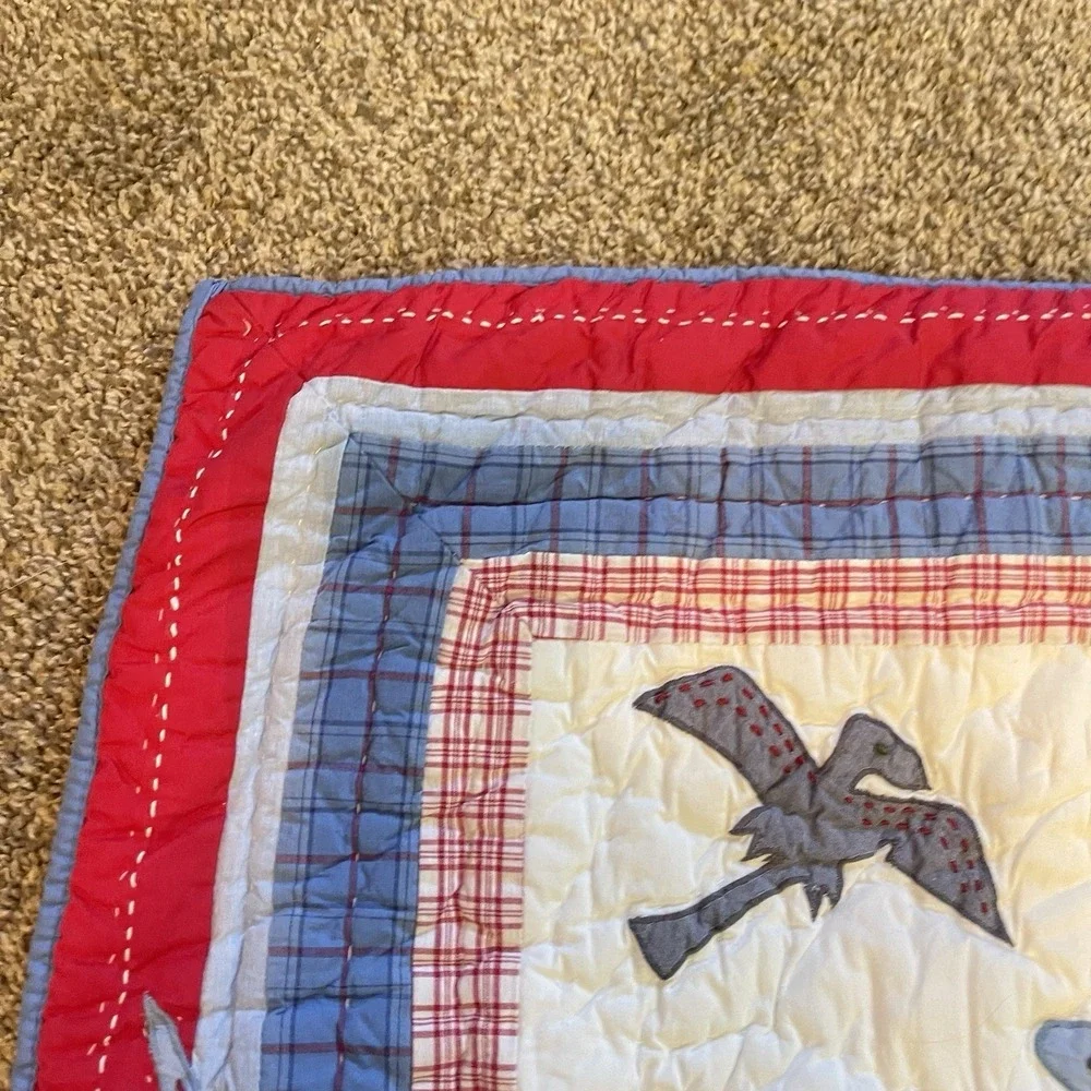 Pottery Barn Kids‎ Dino Dinosaur Quilted Standard Replacement Sham Blue Red